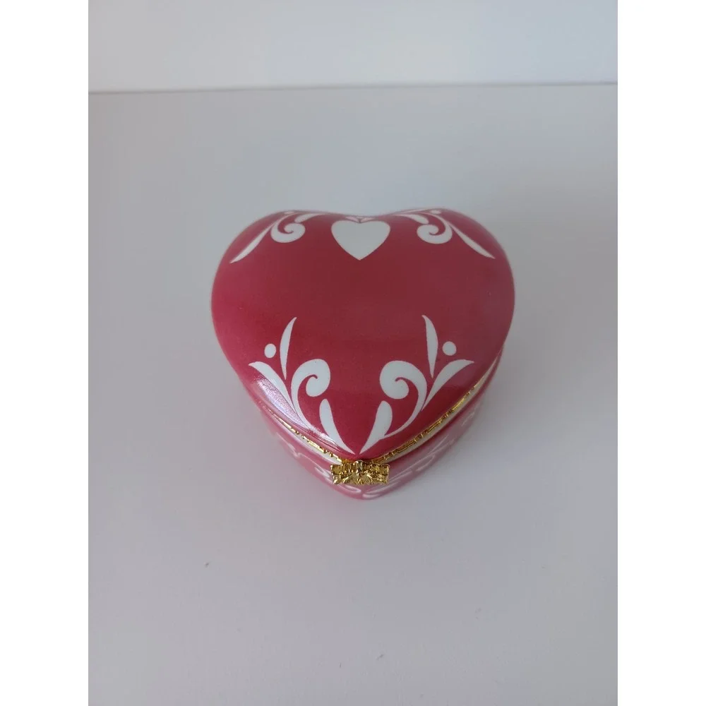 Vintage Small Multicolor Heart Shaped Trinket Container Box Home Decor